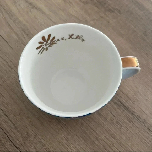 Lilly Pulitzer Coffee Ceramic Mug Lion Around Blue /Green Floral Gold Trim 12 oz - Picture 6 of 8